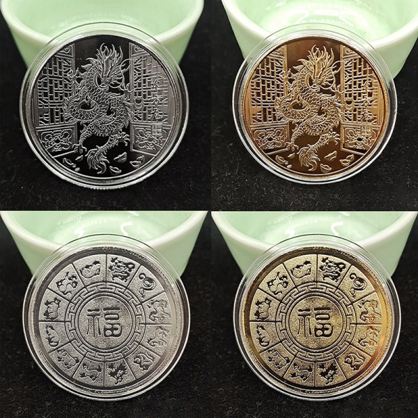 2024 Zodiac Dragon matkamuistomitalit Kultaiset juhlarahat Col Silver