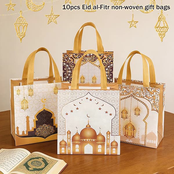 10 st Eid Mubarak presentpåse Nonwoven kakgodisförpackningspåse A3