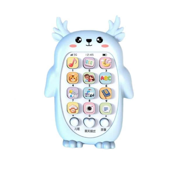 e Hjortformad Babytelefonleksak Multifunktionell Tuggbart Musik för Baby Blue