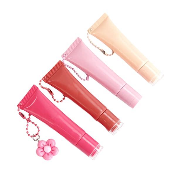 15 ml tom läppstifthylsa läppglansbehållare flaskor med nyckelring Pink