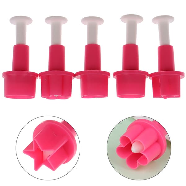 5PCS Cookie ter Cake Mold Star Button Plum Heart Biscuit Fondan
