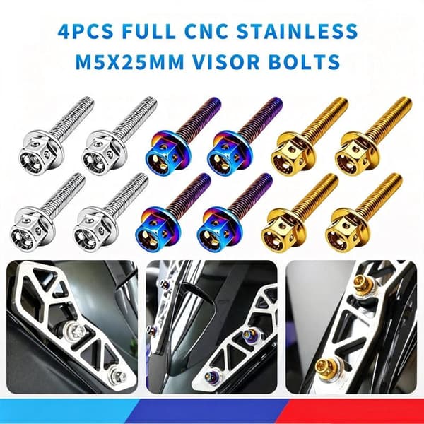 4 st/set full CNC rostfritt M5X25mm visirbultar för NMAX / PCX Silver
