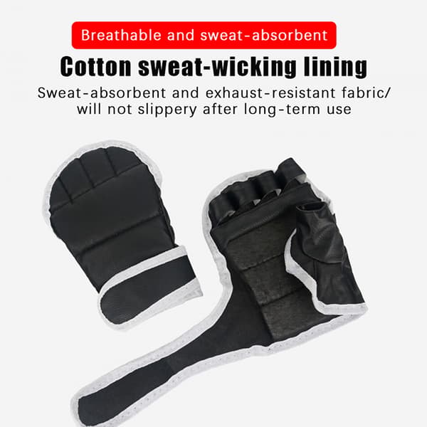Halvfinger boksetræningshandsker Sort 1/2 par fingerløse handsker 1 pair