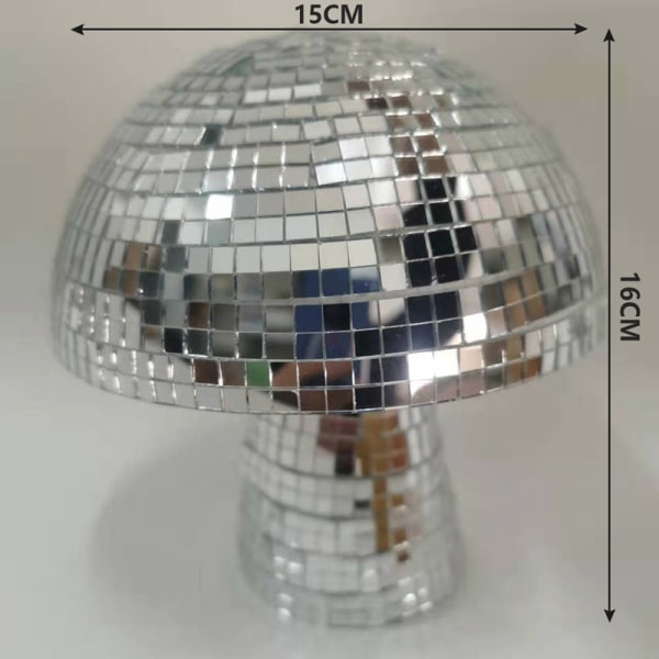 Mushroom Disco Ball Spejl Reflekterende Kugle til Bryllupsfest Silver 6 Inch
