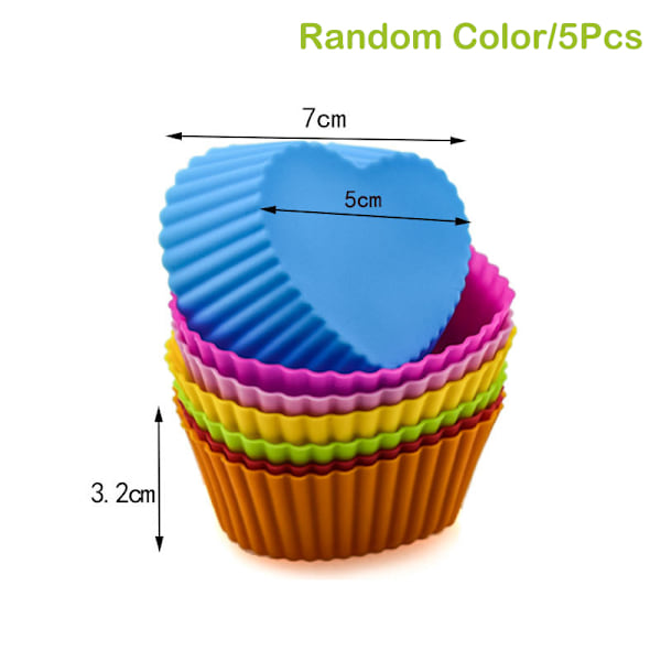 5 stk Silikonform Cupcake Kake Muffin Kopp Bakeware Nons C