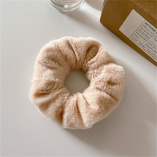 Winter Warm Soft Hair Scrunchies Dame e Plush Elastic Multicol Light coffee