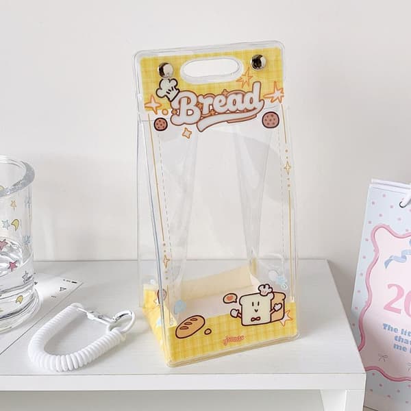 Kawaii Klar PVC Docka Display Väska e Tecknade Tryck Dammtät Fo Blue