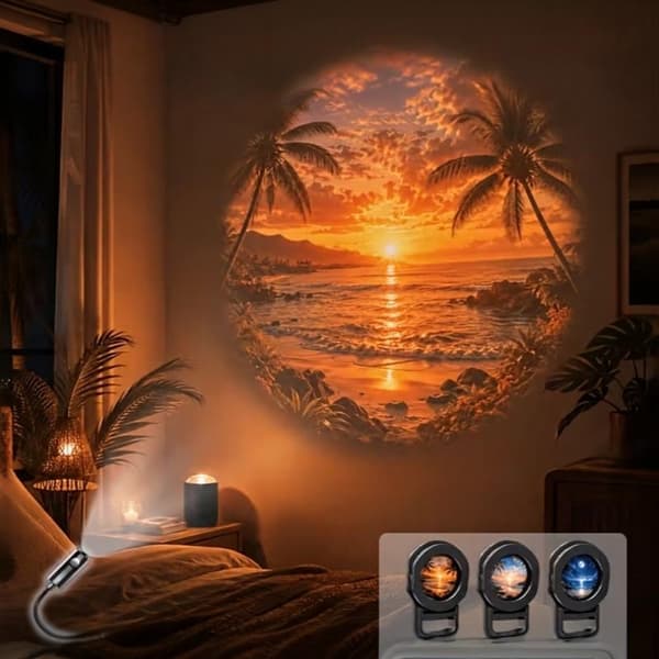 Helbredende landskapsmønster USB-projeksjonslys 360° roterende lampe 1set