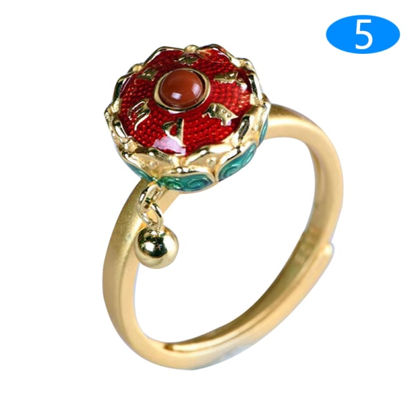 1 Styck Retro Traditionell Relief Ring Justerbar Fidget Ring 5