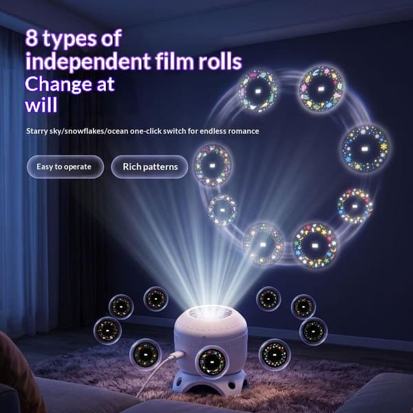 1 sett LED Ocean Projector Light 360° roterende dynamisk nattlys A1