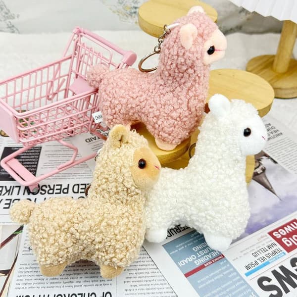 Blød og håndlavet vedhæng nøglering gave alpaca nøglering får E
