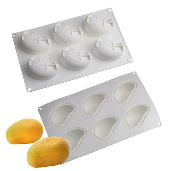 3D Mango Silikone Kageforme Fest Konditori Bageudstyr Frugtmousse White