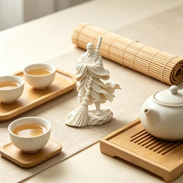 1 st Zen Orientalisk Munkfigur Flödande Robe Tesalong Meditati