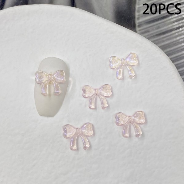 20 stk/pose harpiks glitter Aurora sløjfe Nail Art tilbehør pige DIY N A2