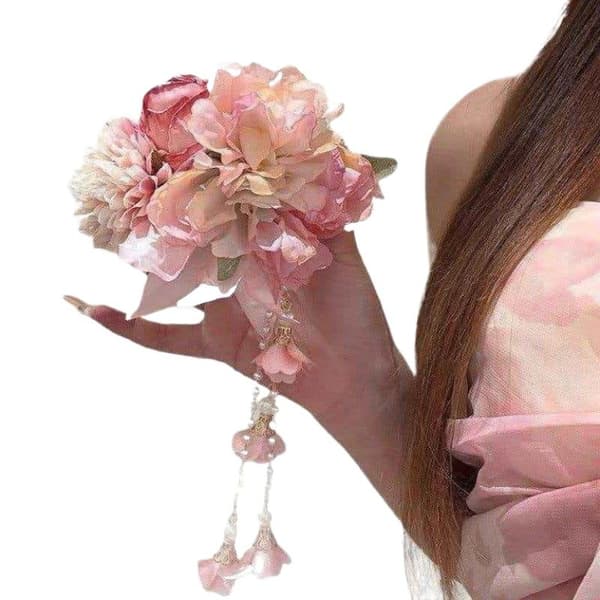 Tofs Hanfu Håraccessoarer Antik Stil Rosa Stil Hårklämma Pink