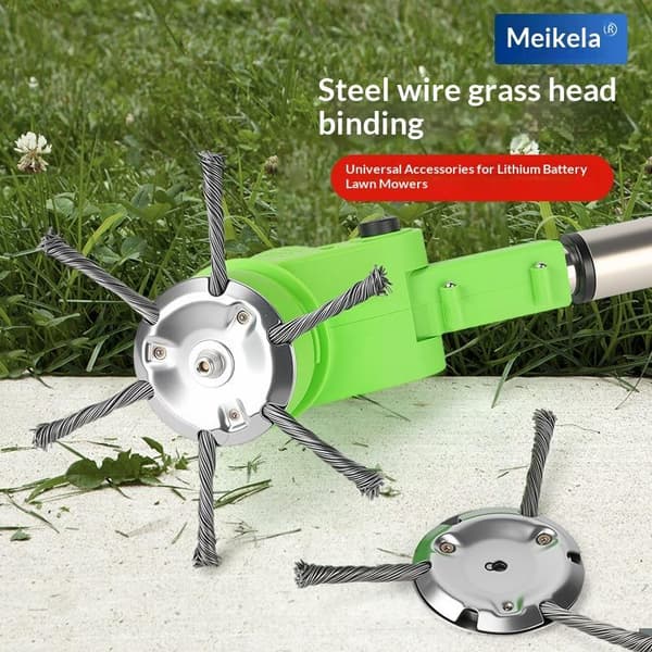 Ugressbørstehode Ståltrådhjul Gressklipper Fjerning Mosedreper Silver B