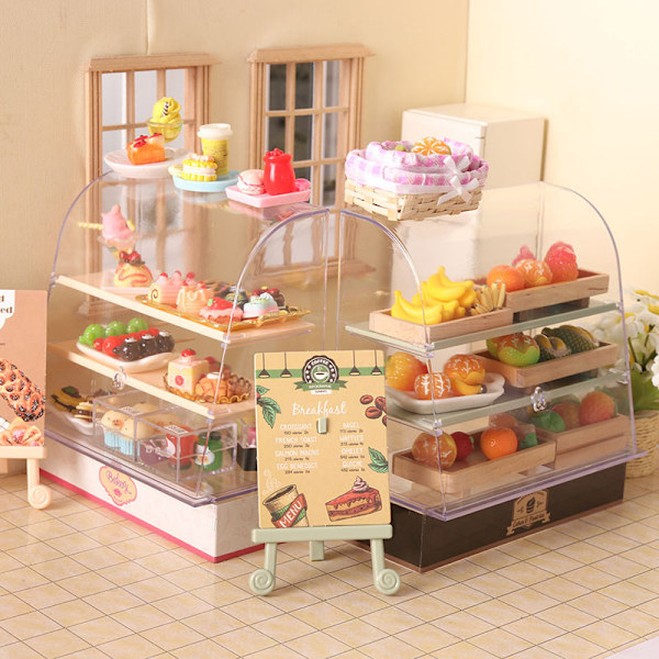 1:12 Dukkehus Miniatyr Kake Vitrineskap Modell Håndverksdekor 4(green bakery)
