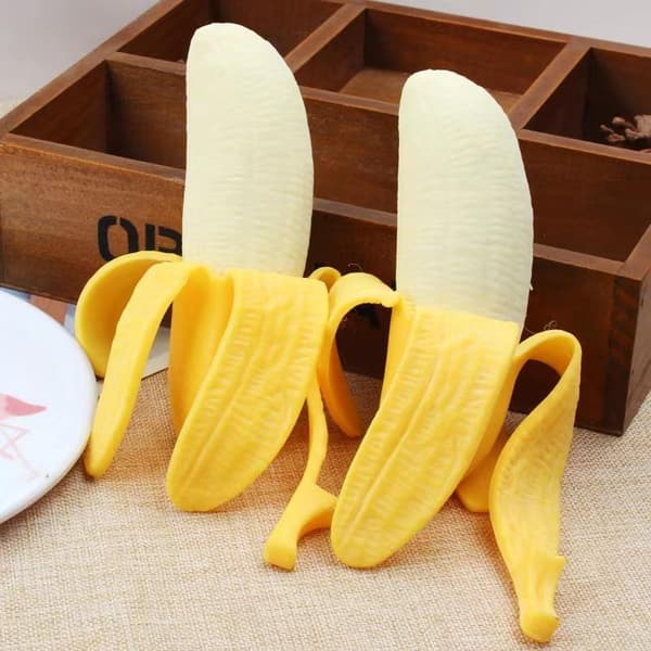 Realistisk Banan Sensorisk Leksak Sträckbar Långsamt Återgående