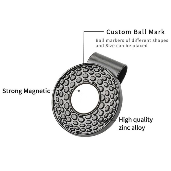 Magneettinen golfpallomerkki golfhatun pidike ruostumattomasta teräksestä Golf Ca Black A