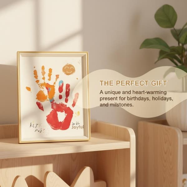 DIY Par Handmålad Skuggbox Ramset Trä Handavtryck Foto 1
