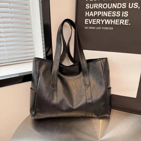 Stor kapacitet mulepose blød læder skuldertaske crossbody taske Gray