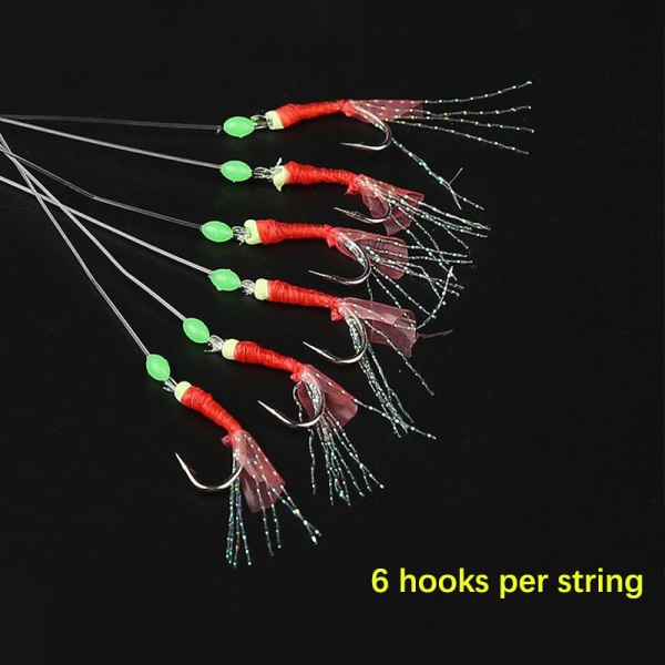 Bionic Red Skin String Hooks Marusei Red Skin Shrimp Hooks Gum 7#