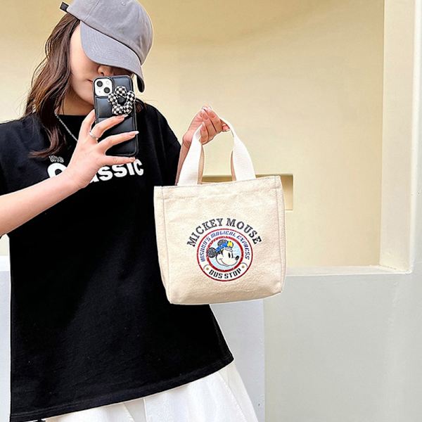 Ny Canvas Cartoon e Dame Handlepose Dame Fritid Enkel Beige