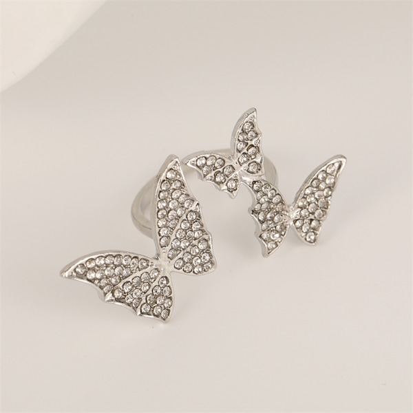 Rhinestones Crystal Sparkling Butterfly Åpen Ring Justerbar Vi