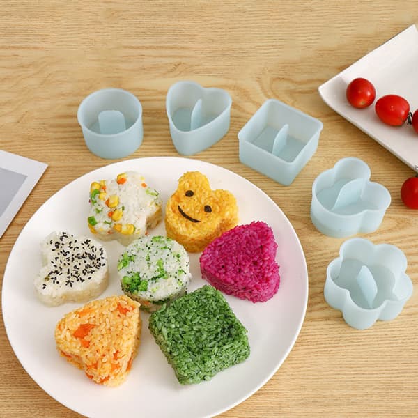 5 stk Cartoon Shape Risbold Sæt Sushi Form Bento Stamper Kitc Blue