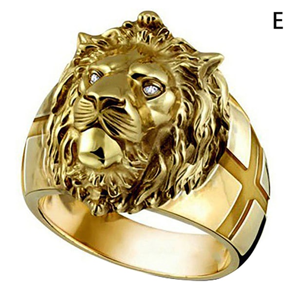Lion Head Ring Animal Mønster Legering Ring menn og kvinner gaver 10