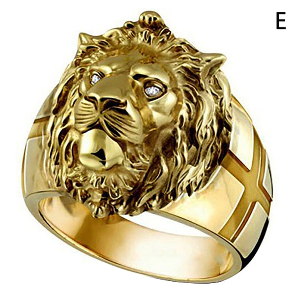 Lion Head Ring Animal Mønster Legering Ring menn og kvinner gaver 8