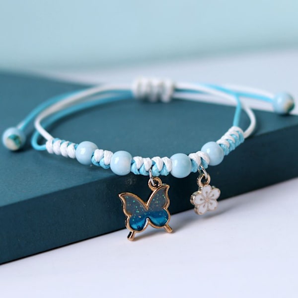 Butterfly Fashion Armbånd Klassisk Lilla Pink Flettet Reb A4