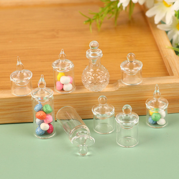 1:12 Dukkehus Miniatyr Tiny Jar Candy Oppbevaringsflaske M/Deksel A
