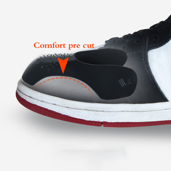 2 Pacs New Shoe Care Sneaker Anti Crease Toe Caps Protector Str Black L