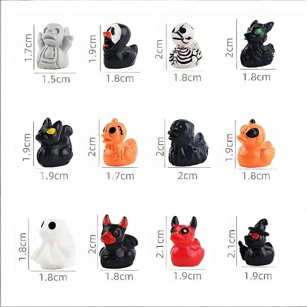 12 stk. Mini Resin Halloween-ænder og spøgelsesminiaturer figurer 12pcs