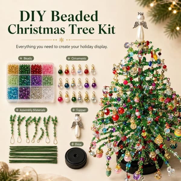 Sjovt DIY Perle Juletræssæt Krystalperle Julehåndværk Sæt A1
