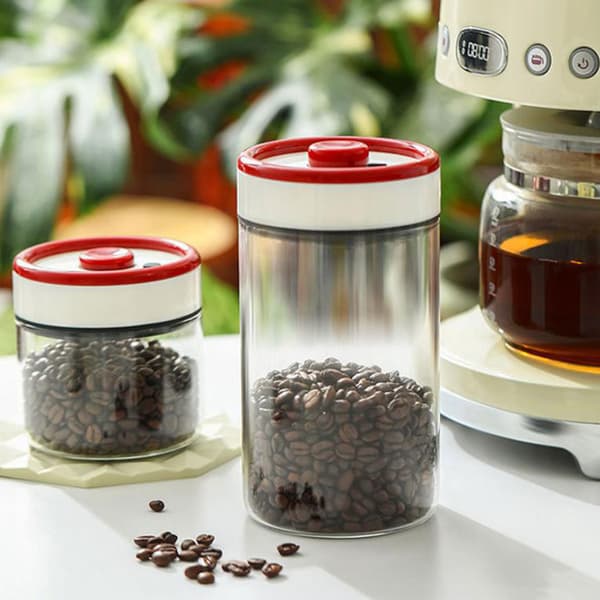Vakuumbehållare Burk Glas Lufttät Försegling Kaffebönor Förvaringslåda 500ML