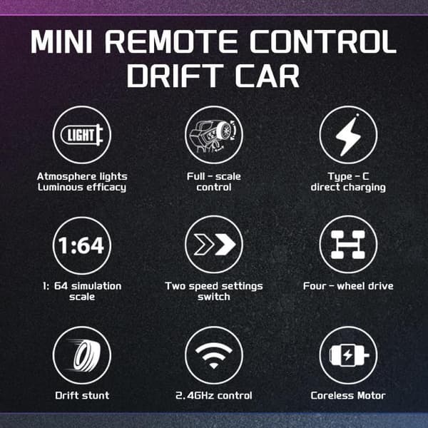 1:64 Skrivbordsdriftbil Fyrhjulsdrift Full Proportion Mini R A3