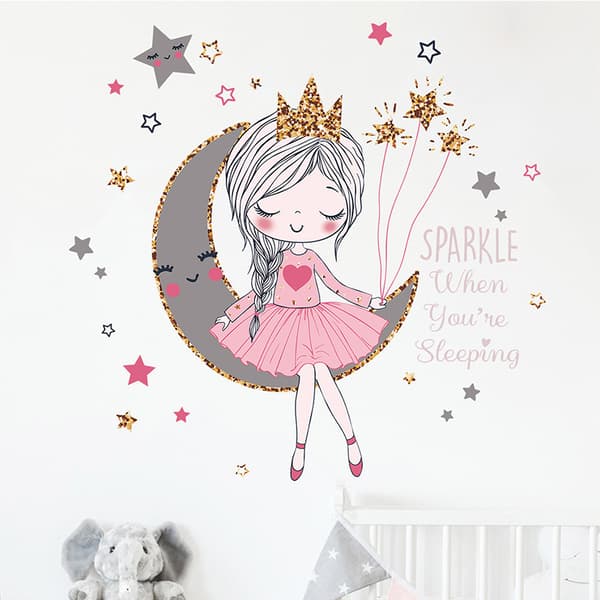 Princess on the moon wallsticker Flickrumsinredning vacker Ca
