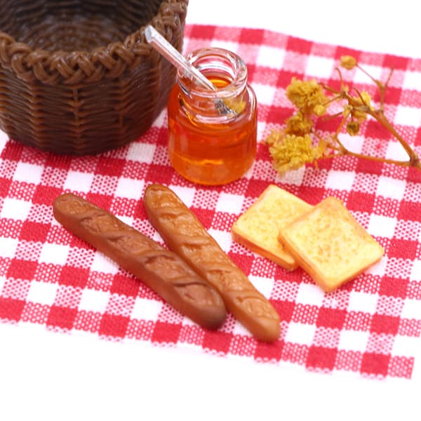1/12 Dollhouse Simulering Bröd Honung Picknick Korg Set Dollhou