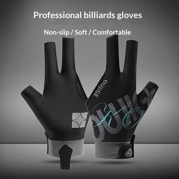Hand Biljardhandskar Halkfria Vänsterhand 3 Fingrar Handske Elasti Gray