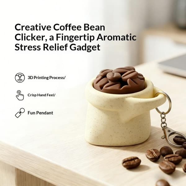 3D-printad kaffebönssimulering kaffekopp stressavlastande