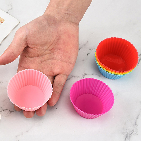 7 stk/pakning Silikon Kakekopp Rundformet Cupcake Bakeformer Co B  7PCS