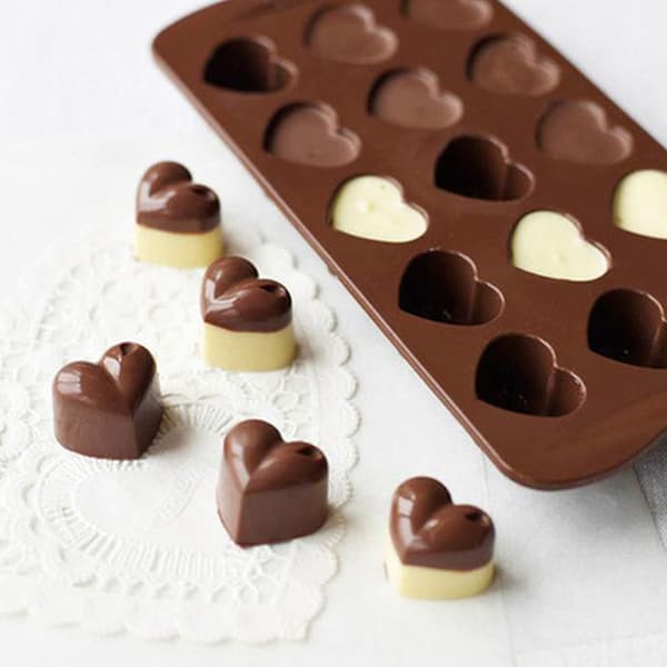 15/10 Cavity Love Heart Silikoneform Chokoladeform Candy Ice B