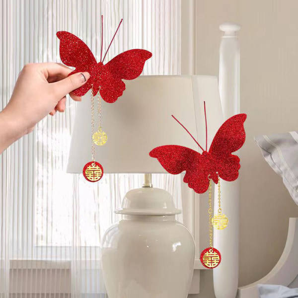 2kpl Style Red Wedding Butterfly riippuva makuuhuone Olohuone W Red