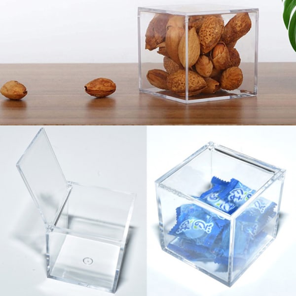 Klar Acryl Cube Favor Box af Plexi Akryl Glas Plast 5x5x5cm