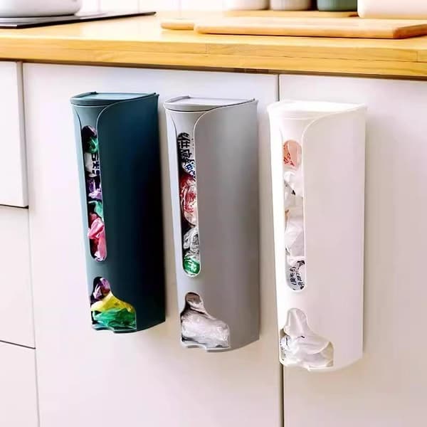 Väggmonterad förvaringsdispenser för plastpåsar, utdragbar matkasse A3