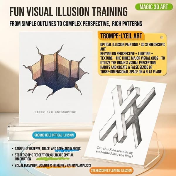 1/3 kpl Magic 3D Stereo Piirustuslehtiö Lasten Opetuksellinen Doodle-luonnos A4 3PCS