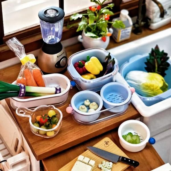5 stk/sæt 1/12 Dukkehus Miniature Scene Indretning Simulation Opbevaring A4