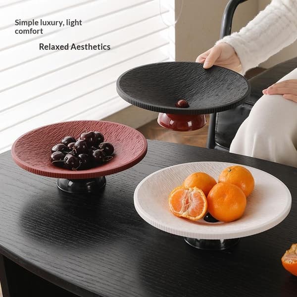 Minimalistisk Texturerad Fruktfat med Piedestal, Stabil Bas, Elegant Design A2